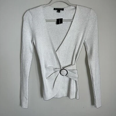 Suéter Acanalado Cuello en V Profundo INC International Concepts-Plata Metálico-Pequeño-NUEVO SIN ETIQUETAS Foto 1 de 4