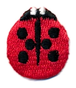Aplique LadyBug de Hierro Bordado, 7/8 x 1+1/8 pulgadas Rojo - Negro - Blanco - Imagen 1 de 1