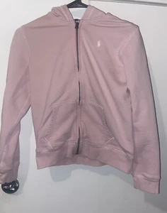 Polo Ralph Lauren Hoodie Sweatshirt Youth XL 16 Pink Zip Up Girls White Pony - Picture 1 of 7