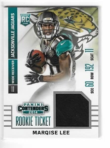 2014 CONTENDERS MARQISE LEE ROOKIE TICKET PLAYER-WORN MATERIAL RC #26 JAGUARS - Bild 1 von 2