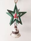 Christmas 3D Green Metal Star & White Bell Decoration Hanging NEW
