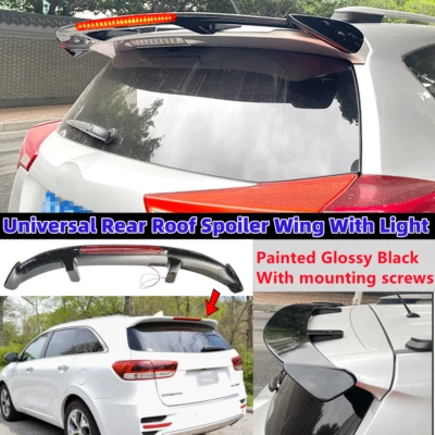 Universal Fit For Kia Sorento 2017-20 Gloss BLK Rear Roof Spoiler Wing W/ Light Foto 1 de 4