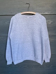 Vintage 80er Jerzees Tri-Blend Sweatshirt Herren L meliert grau unbedruckt Pullover Raglan - Bild 1 von 10