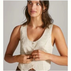 Anthropologie Sunday in Brooklyn Linen Blend Oatmeal Color Vest - Picture 1 of 10