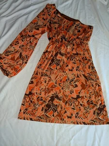 Judith March Wild Horses Ponte Kleid One Shoulder Orange Bunt Small Judith - Bild 1 von 24