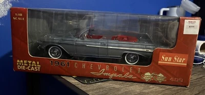 Chevrolet Impala 1961 Sun Star convertible SS 409, plateado escala 1/18 WP137 Foto 1 de 4