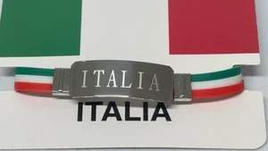 "Pulsera de país de silicona unisex de 8"" Italia Italia + placa de identificación de colores de bandera + cierre seguro" - Imagen 1 de 9