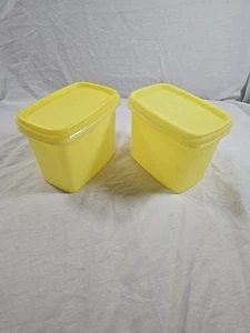 2 Tupperware Yellow Shelf Saver Storage Containers 1243-1 / Lids 1244-4 & 1244-6 - Picture 1 of 7
