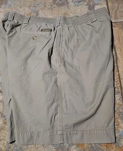 Haggar Generations Flat Front Chino Shorts 34 Solid Khaki 100% Cotton 8" 4 Pkt  - Picture 1 of 7
