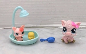 Littlest Pet Shop Pigs Bath Time Fun Set Manny Tocco #4108  Alda Pinkerton #4107 - Picture 1 of 3