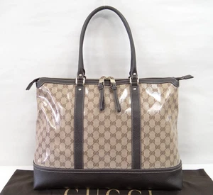 GUCCI Tote Hand Bag 327793 GG Coated Canvas Beige Brown Italy 69220124100 2 - Picture 1 of 19