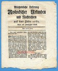 Mecklenburg, Rostocksche Zeitung, Urkunden und Nachrichten, 29. Stück, um 1760 !