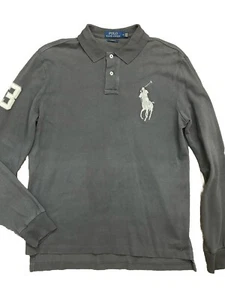 Polo Ralph Lauren Hombre Gris Manga Larga Ajuste Personalizado Polo Top M - Imagen 1 de 10