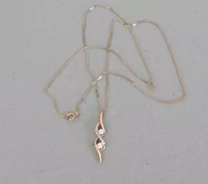 Sirena 14K Rotgold Double Swirl Anhänger Halskette 0,25ctw Diamant 2,2g - Bild 1 von 11
