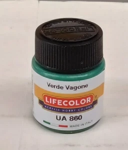 LIFE  COLOR ACRILICO COLORI FERROVIARI  VERDE VAGONE     ml 22- UA 860 - Picture 1 of 1