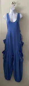 NWT Free People Movement Infinity Jumpsuit Romper Slouchy Tie Pocket Blue Sz XS - Picture 1 of 11