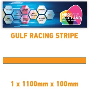 GU1.1x1B Gulf Racing wall stripes 1.1m (1100mm) Long laminated for Le mans - Picture 1 of 18