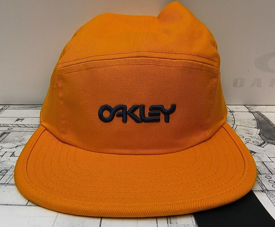 Oakley 5 Panel Cotton Orange Strapback Hat Mens 912014