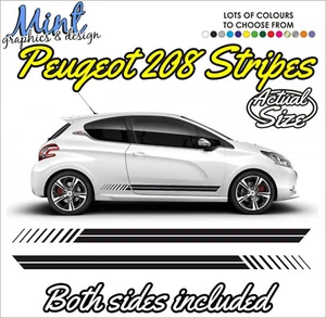PEUGEOT 208 Side Stripes 3/5 DOOR GTI Decals Stickers Graphics FREE P&P 011 - Picture 1 of 4