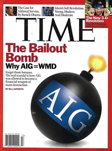 Time Magazine AIG Bailout 3-D Revolution The Case for National Service 2009 - Picture 1 of 12