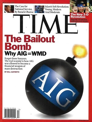 Time Magazine AIG Bailout 3-D Revolution The Case for National Service 2009 - Image 1 of 4