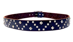 Black Aged Joed Xxl Xl Studded Belt Size 39-42. Vintage Triangle Pyramid Nyovee - Picture 1 of 14