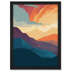 Atmospheric Sunset Sky Serene Mountain Landscape Framed Art Picture Print A3
