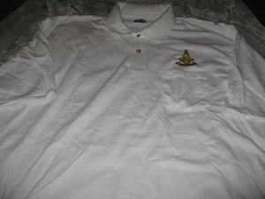 Hanes Stay Clean Mens Masonic Past Master 3XL Polo Shirt White Embroidered NEW! - Picture 1 of 2
