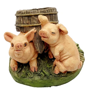 Pink PIG or PIGLET DUO with Barrel Figurine Hand Painted and Cast RGML 1993 - Picture 1 of 20
