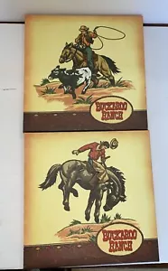 Juego de 2 obras de arte Buckaroo Ranch Bucking Cowboy 12"" X 12"" Country and Western - Imagen 1 de 24