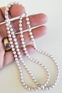 Vintage Oops A Daisy Lavender Enamel Bead Ball Link Chain Necklace 25" Gold Tone - Picture 1 of 8