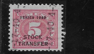 US Scott RD46, Revenue, Stock Transfer, 5 Cent, Series of 1940, Used, NG, F/VF - Picture 1 of 1