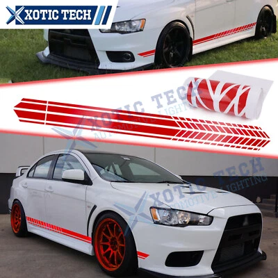 2x Pegatinas gráficas rojas deportivas carreras carrocería puerta lateral vinilo calcomanía insignia Foto 1 de 4