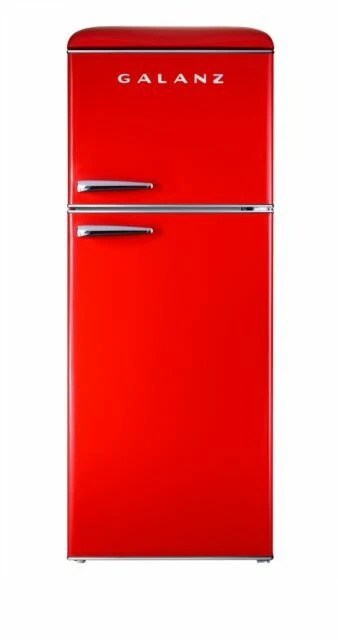 Galanz Retro GLR10TRDEFR 7.42/2.42 cu ft Top Freezer Refrigerator - Hot Rod Red
