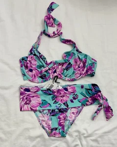 Pour Moi Heatwave Aquaburst Underwire Top Fold Over Tie Brief Bikini Swim SZ 10 - Bild 1 von 15