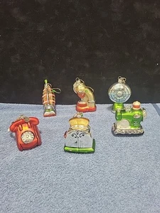 Department 56 VINTAGE Mercury Glass Handpainted Christmas Ornament Set Of 6! - Picture 1 of 15
