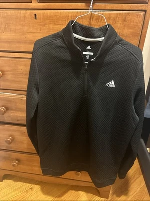 Suéter grande negro Adidas Golf Waffle 1/2 cremallera para hombre Foto 1 de 3