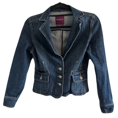 Chaqueta de Jean GLORIA VANDERBILT Mediana Azul Ajustada Talla S Pequeña Elegante Informal Oficina Foto 1 de 4