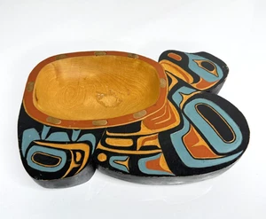 Vintage Northwest Coast Tlingit Carved Cedar Grease Bowl First Nations 11" - Picture 1 of 10
