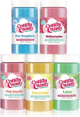Хлопковые конфеты экспресс нить сахара разнообразие упаковка 5 - 11 унций пластиковые банки лайма,...  - Изображение 1 из 4