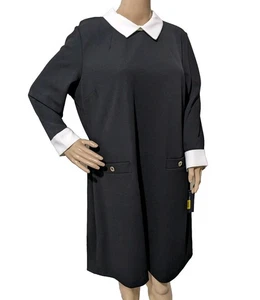 New $119 Tommy Hilfiger Women's Essentials black A-line Dress Size 16 Classic - Picture 1 of 9