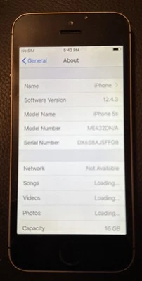 Apple iPhone 5s 16 GB Black (Unknown) A1457 Very Good Used  Fast Ship 12.4.3 IOS - Image 1 of 4