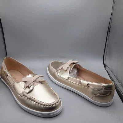 Кожаные мокасины для катания на лодках Jack Rogers Bonnie 9 М платиновые A83 - Изображение 1 из 4