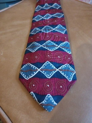 Ropa de cuello de seda hecha a mano Addison On Madison decoración artística roja y azul 58X4" Foto 1 de 4