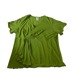 Vintage Y2K 2000er grüne Baby Puppenbluse Übergröße 3X Wald Fairycore Stretch - Bild 1 von 5