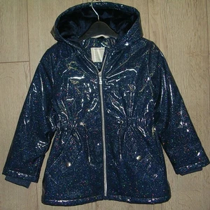 John Lewis Girls Navy Blue Hooded Jacket Rubber Rain Coat Raincoat Age 6 116cm - Picture 1 of 4