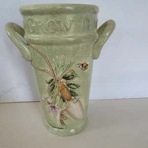 Hallmark Vase Marjolein Bastin Natures Sketchbook Flower Gardens Grow Happiness - Picture 1 of 11