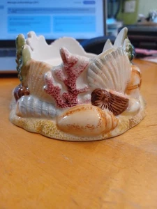 Portacandele conchiglia in ceramica - portacandele diametro 3" - Foto 1 di 7