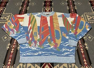 Crossings Windsurfing Sweater XL Sailor Cable Knit Cotton Vtg T99 - Picture 1 of 7