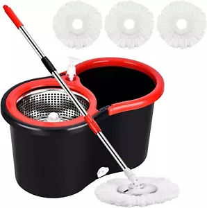 Spin Mop And Bucket With Wringer Set,360°Mop And Bucket System With 3 Microfiber - Picture 1 of 6